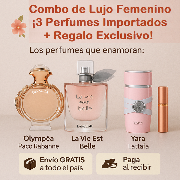 ✨ Combo de Lujo Femenino – ¡3 Perfumes Importados + Regalo Exclusivo! ✨